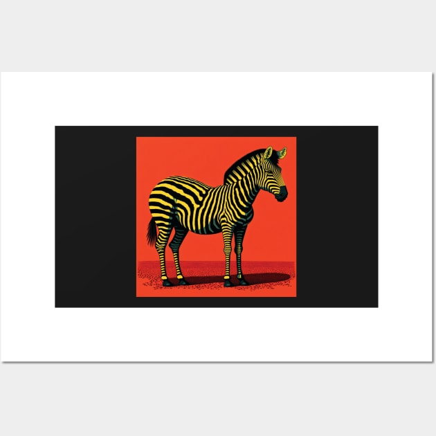 Zebra on an Orange Background Wall Art by Geminiartstudio